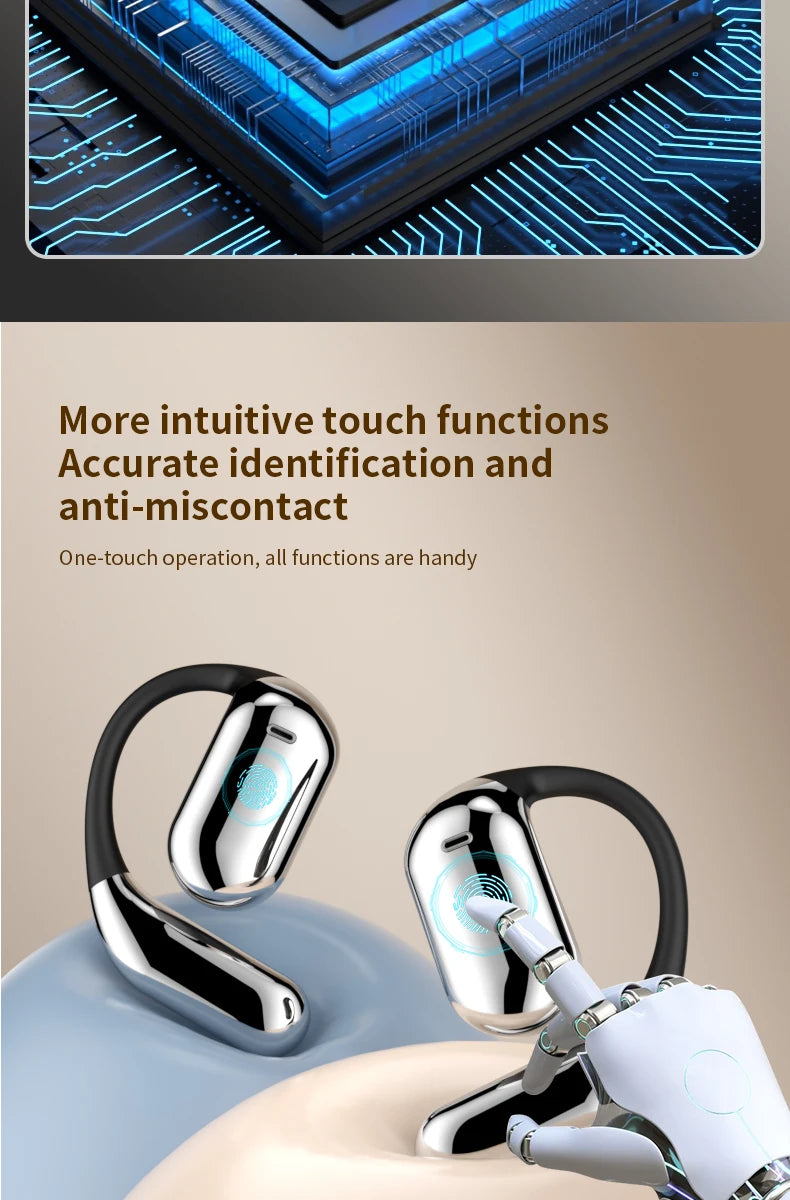 AI Translating Earbuds Real-time 144 Languages Translation Earphone Touch LCD Screen OWS Open Ear Wireless Headphone HiFi Stereo