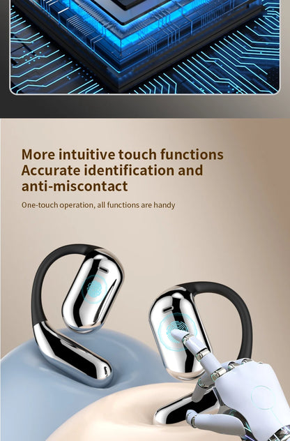 AI Translating Earbuds Real-time 144 Languages Translation Earphone Touch LCD Screen OWS Open Ear Wireless Headphone HiFi Stereo