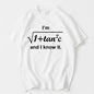 Mathematical Formula Tanc Pure Cotton Printed Fashionable Men's and Women's Short Sleeved Summer New Personalized Casual T-shirt