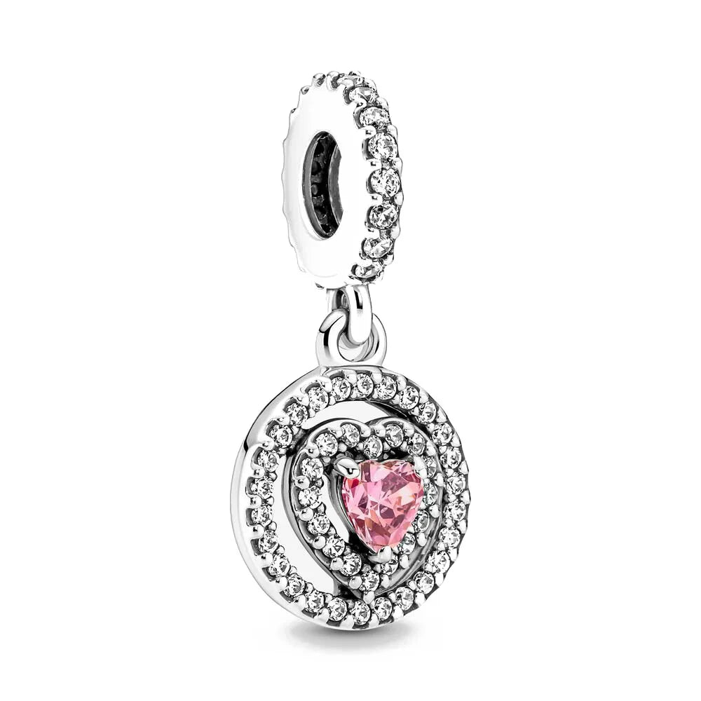 2025 Hot selling 925 Silver Pink Bird Moon Pendant Suitable for European Bracelets DIY Accessories Women's Charm Jewelry Gifts