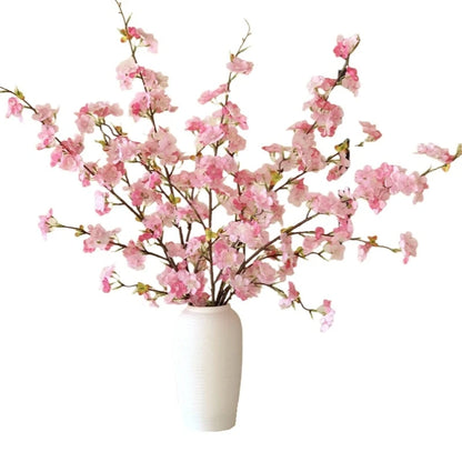 Japanese Style Artificial Cherry & Peach Blossom Bouquet, Faux Dried Floral Ornaments for Table & Living Room Home Decoration