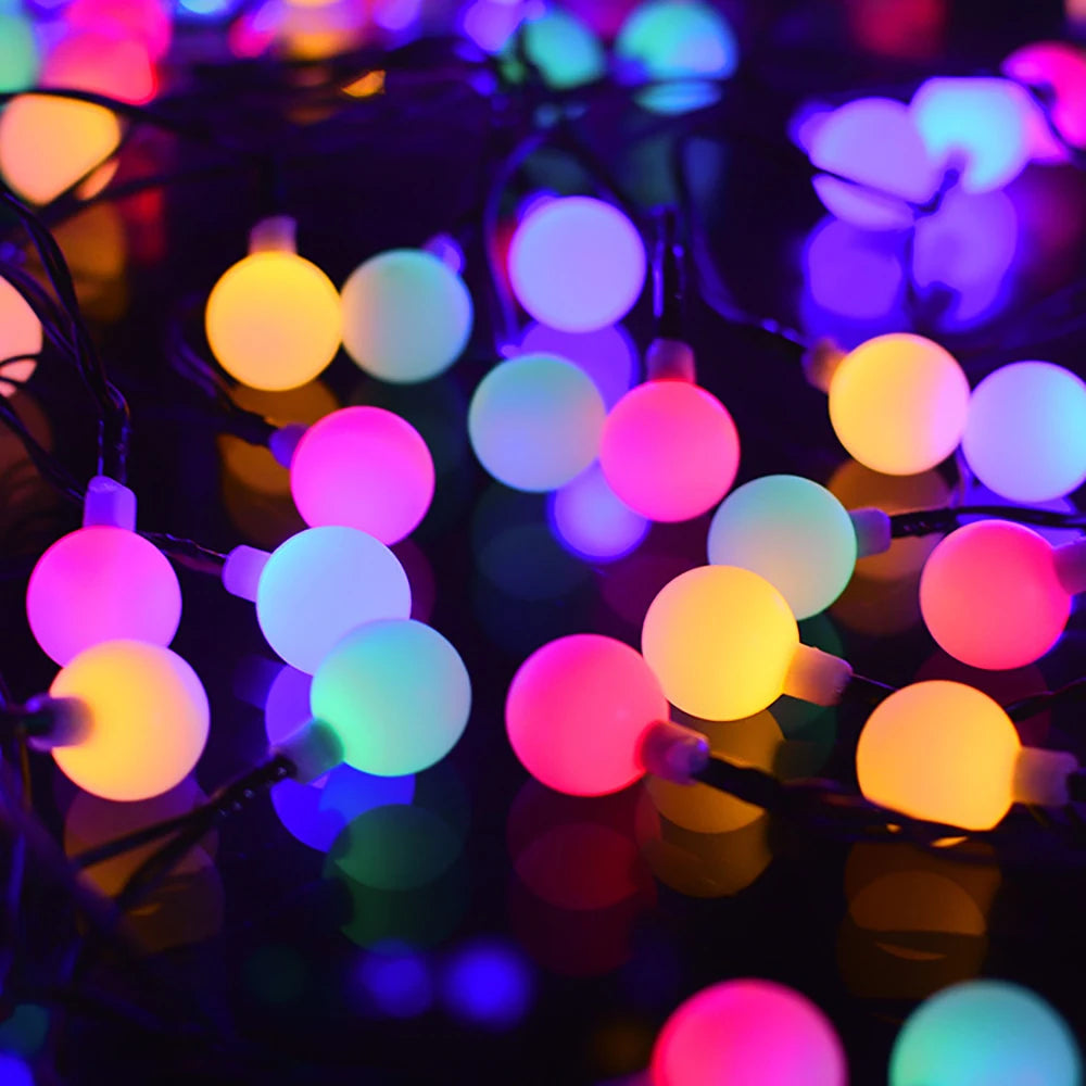 Solar String Lights Outdoor 200 LED Crystal Globe Lights Waterproof Solar Festoon Fairy Light for Garden Christmas Party Decor