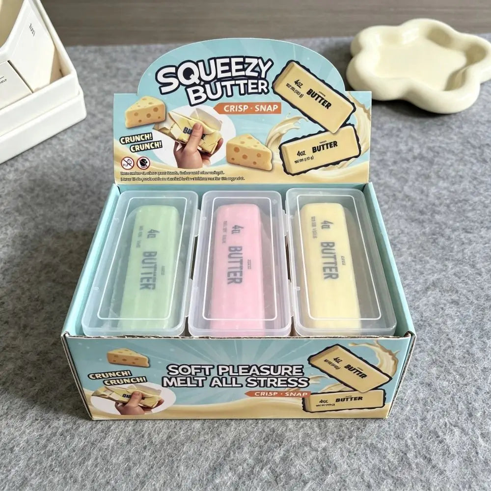 Wax Coating Butter Stick Squishy Sensory Fidget Finger Relax Crunchy Butter Stick Sound Crispy Pinch Butter Bar Toy