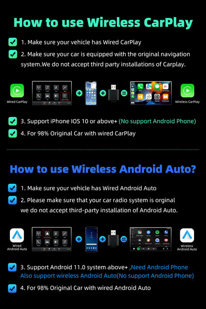 2025 NEW 2 In 1 Wireless Carplay AI Box Android Auto Plug And Play Applicable To Convert Original Car Wired Carplay To Wireless