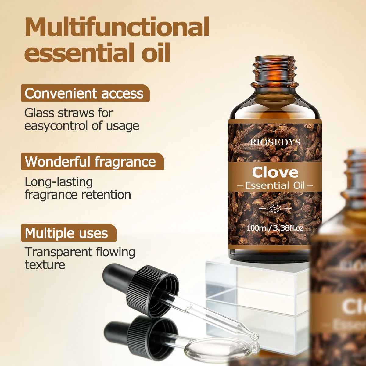 100ml CLOVE ESSENTIAL OIL Suitable For Massage And Skincare, Deeply Nourishes And Moisturizes, And Improves Skin Condition.