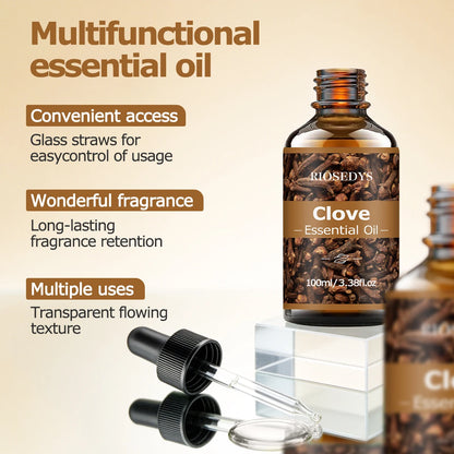 100ml CLOVE ESSENTIAL OIL Suitable For Massage And Skincare, Deeply Nourishes And Moisturizes, And Improves Skin Condition.