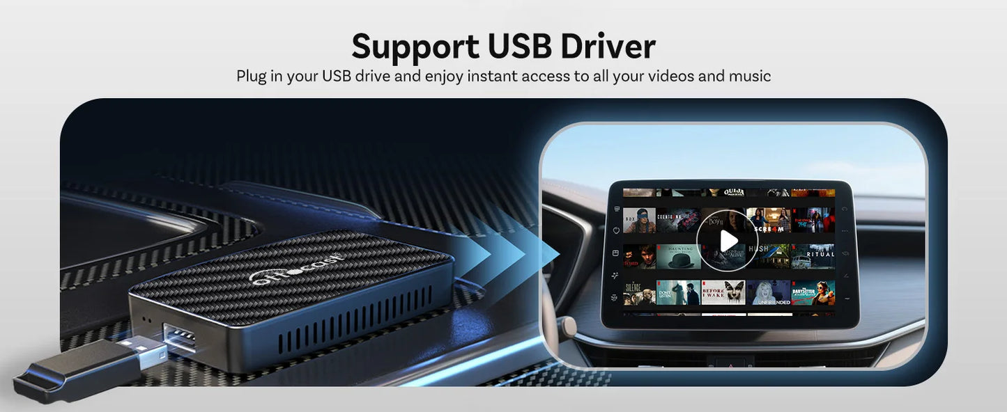 Ottocast Play2Video Pro 2026 Wireless Android Auto & CarPlay AI Box In-Car Video Streaming YouTube Netflix IPTV USB Plug & Play