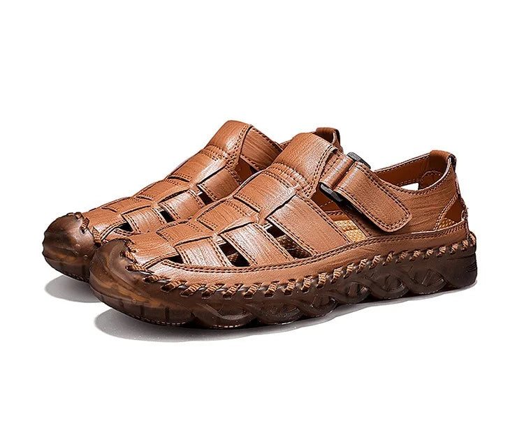 Large Size Summer New Men's Beach Sandals Outdoor Casual Leather Bag Head Wear-resistant Breathable Men's Shoes