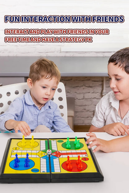 International Ludo Board Game for Kids: Portable Folding Chess Set, Educational Toy, Party Table Game for Elementary Students
