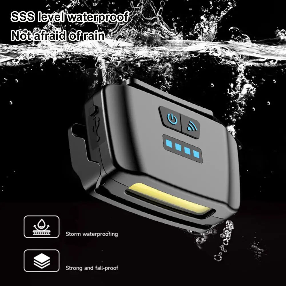 Motion Sensor LED Hat Clip Light, Rechargeable Waterproof Headlamp with Red Light for Night Fishing & Camping