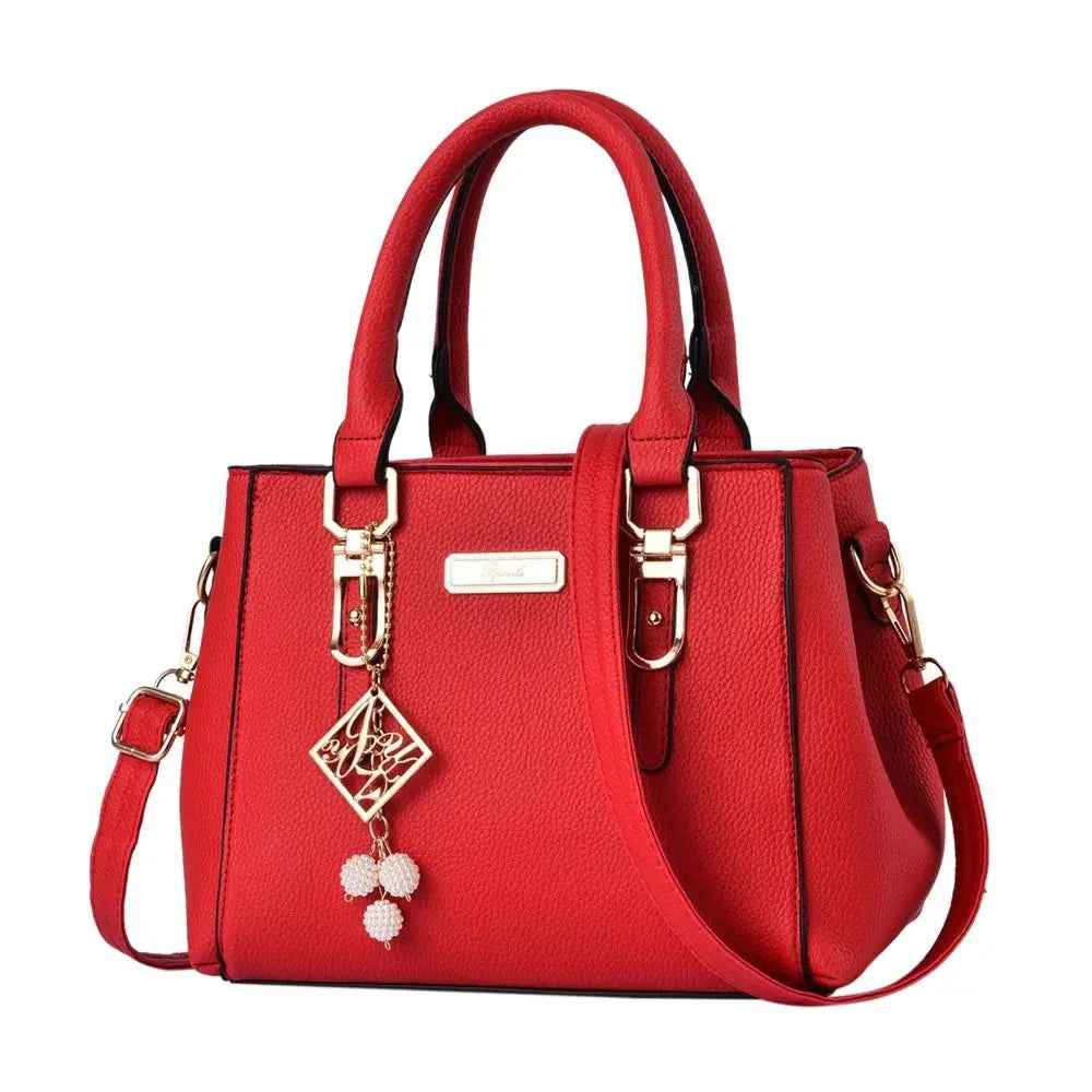 Trendy Leather Handbags Women Girls Shoulder Bag Large Capacity Open Pocket Messenger Bag High Quality Shopping Bag