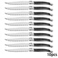 9'' Laguiole Steak Knives Set Serrated Triple Rivet Ergonomic Handle Stainless Steel Black Steel Dinner Table Knife 1/4/6/8 Pcs