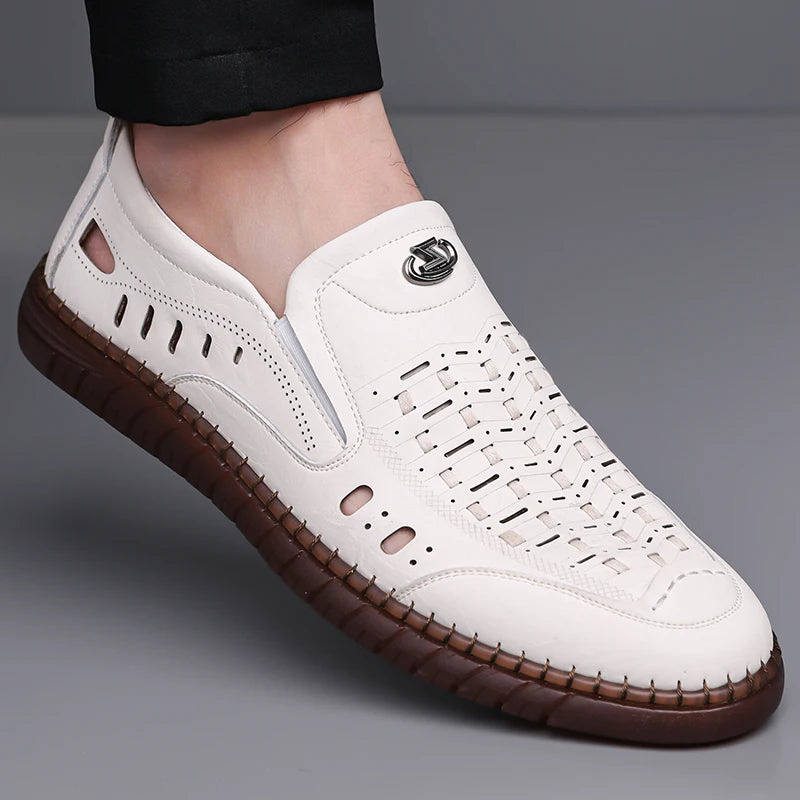 Men's Comfortable Slip-on Loafers, Non-slip Soft Sole Business Casual Shoes, Breathable for Outdoor Use and Driving-XH501