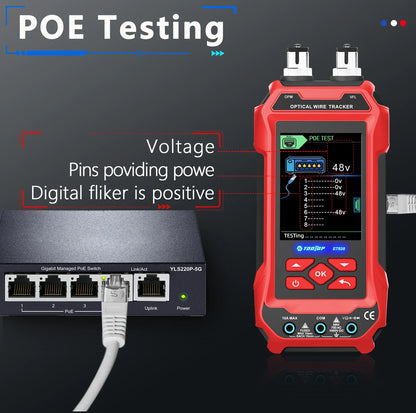 TOOLTOP Network Cable Tester 4 in 1 Multi-function Fiber Optical Power Meter Visual Fault Locator noise-free LAN Line Tracking