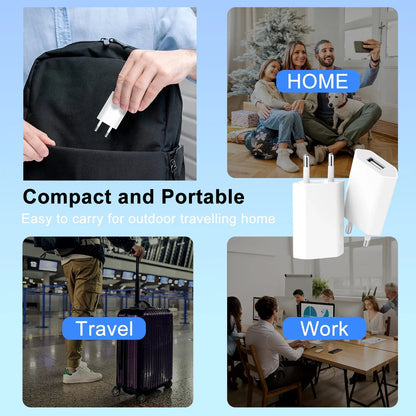 1-5Pcs Universal 5V 1A EU Plug USB Home Travel Mobile Phone Charger For Samsung Xiaomi Redmi  Huawei Charger Power Wall Adapter