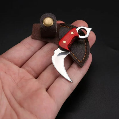 New Mini Wood Handle Keychain Pocket Knife Stainless Steel Camping Small Mini Portable Knife Peeler Fixed Blade Multi EDC Tool
