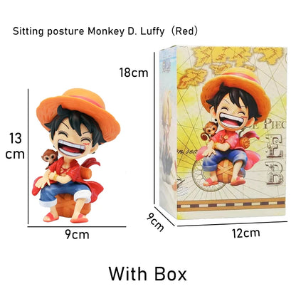 Anime peripheral series new ONE PIECE Luffy Solon Sanji Q-version sitting posture model figurine toy for children birthday gifts