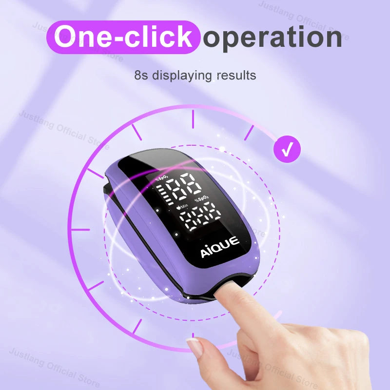 AiQUE Rechargeable Digital Finger Pulse Oximeter LED Medical SPO2 PR PI Health Alarm Fingertip Oxygen Saturation Monitor