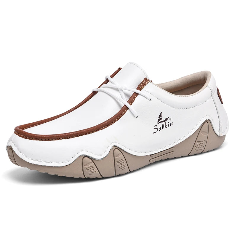 Design Sneakers Man Loafers Breathable Low Top Flat Shoes Driving Plus Size New 2026 Fashion Handmade Leather Casual Men Shoes