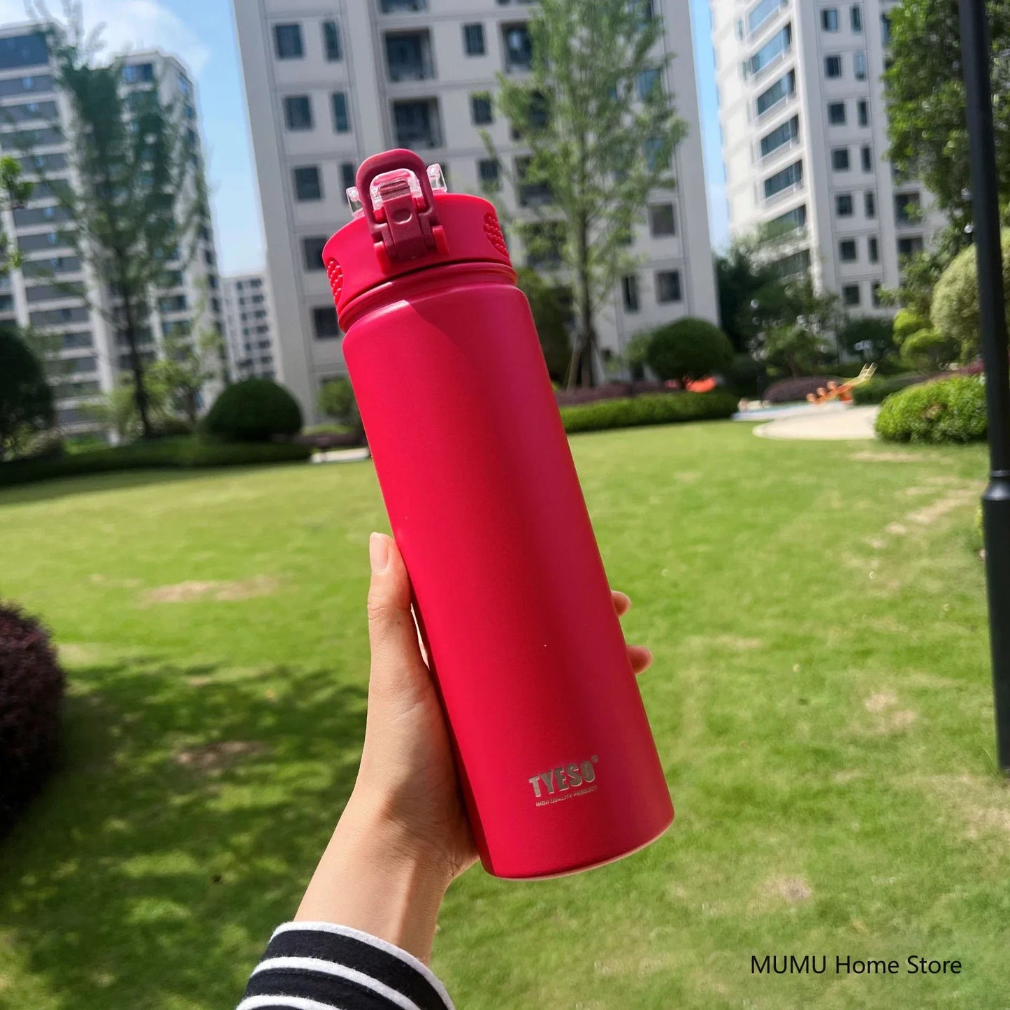 TYESO 600/750ML Stainless Steel Thermos with Straw, Car Sports Water Cup, Hot & Cold Insulated Mug