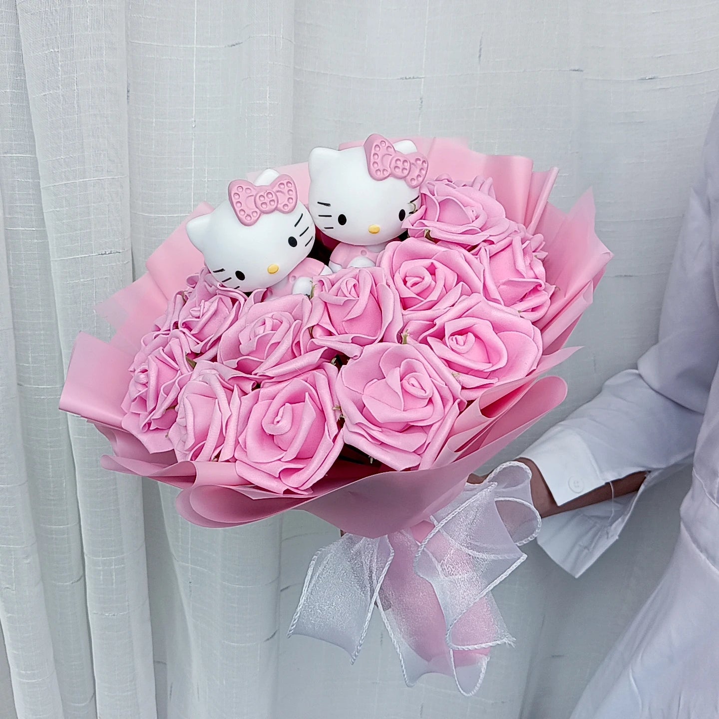 Anime Hello Kitty Cartoon Plush Bouquet Rose Flowers  Soft Plush Doll Home Wedding Decoration Christmas Valentine's Day Gift