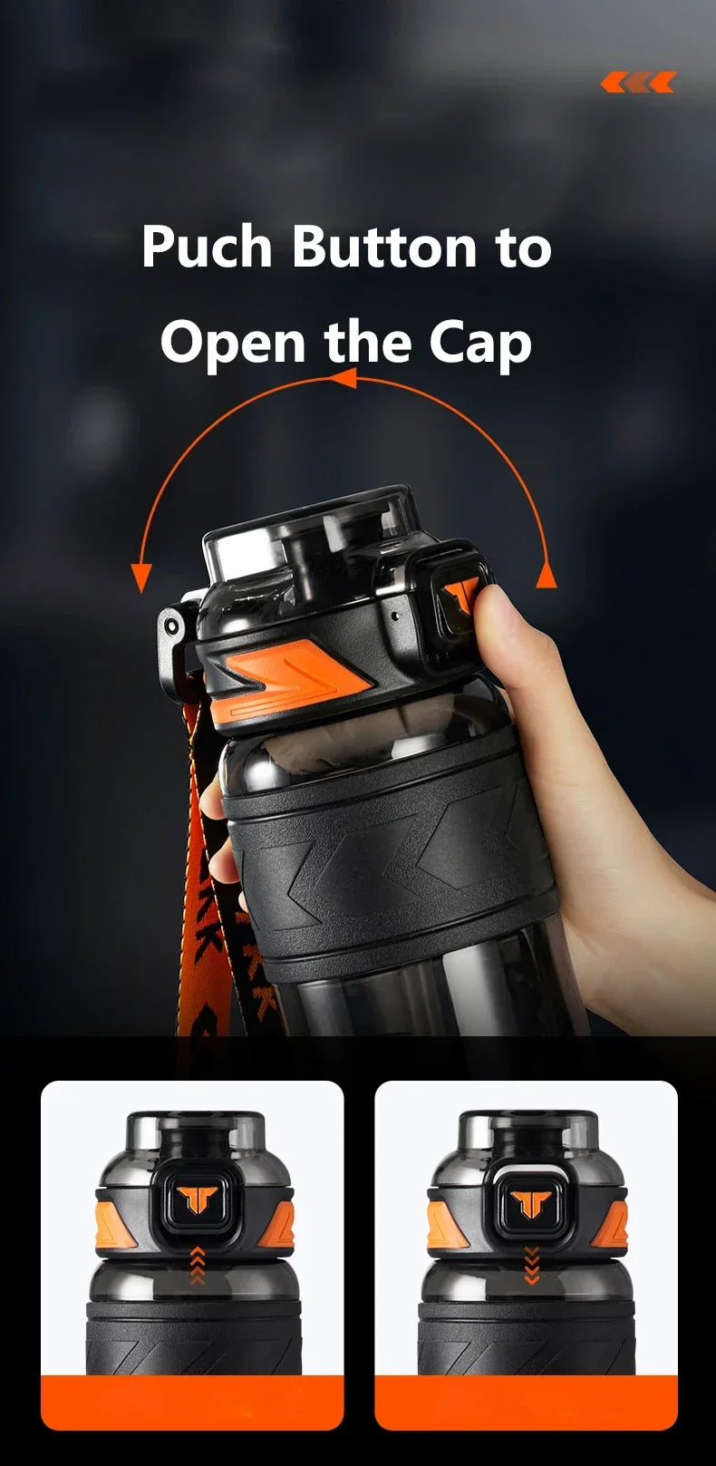 TKK 1000ml Water Bottle Sports Watter Bottle Tritan BPA Free Straw Portable Leak-proof Plastic Drinkware Outdoor Fitness Kettle