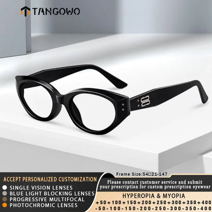 TANGOWO Prescription Women`s Sunglasses-5 Woman Resting Lenses Men Sunglasses Cat Eye Reading Glasses-2 Magnifier Lunette Myopia