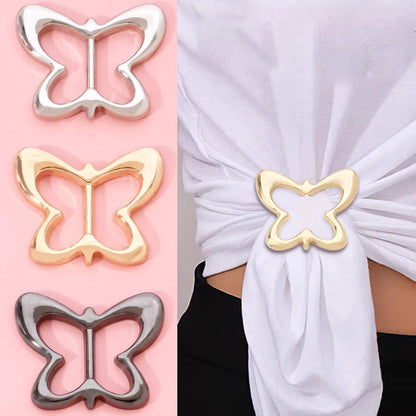 T-shirt Heart Butterfly Scarf Brooches Silk Scarf Buckle Brooch Shawl Ring Clip Scarves Fastener Knotted Button Pin Accessories