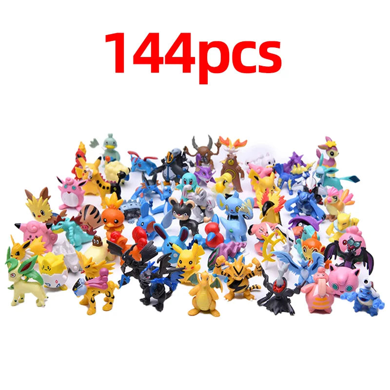 144 Style Pokemon Figure Toys Anime Pikachu Action Figure Model Ornamental Decoration Collect Toys For Children's Christmas Gift