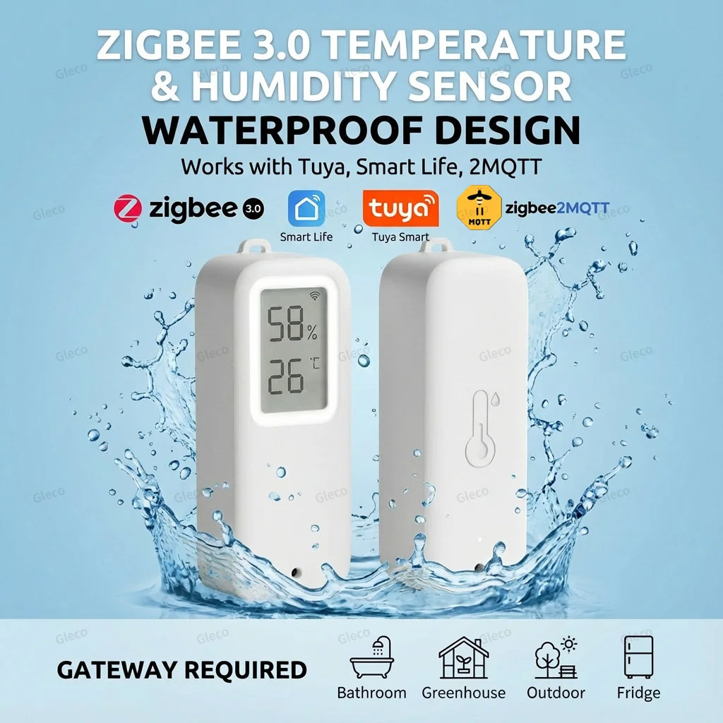 Waterproof Zigbee Smart Thermometer Hygrometer No/With Digital Display Tuya Temperature Humidity Sensor For Outdoor Greenhouse