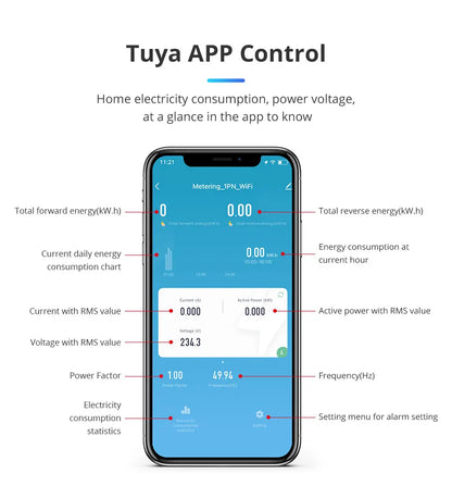 Zemismart Smart Energy Meter Zigbee Monitor Electric Sensor Measure Work with Tuya App Supports Home Assistant via Zigbee2MQTT