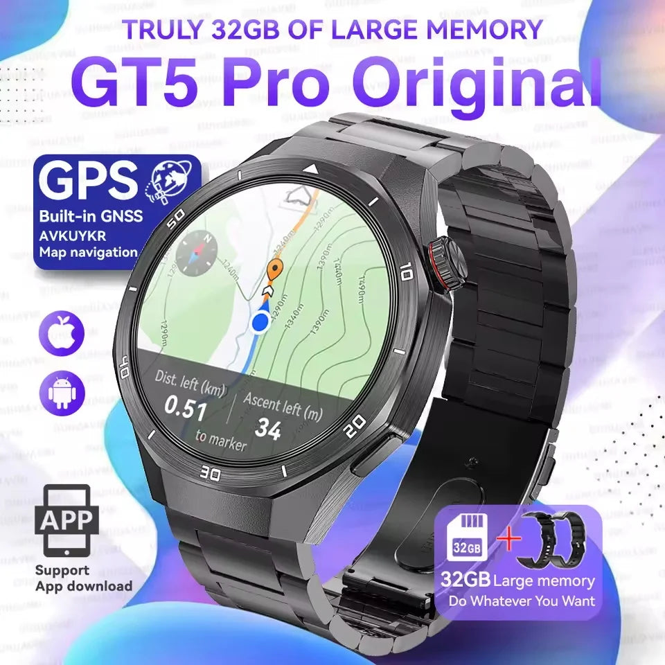 2025 NEW Fashion Men 32GB Big Memory SmartWatch APP Download TWS 3D Menu GPS Navigation Video Play Motion HD Call Watch GUHUAVMI
