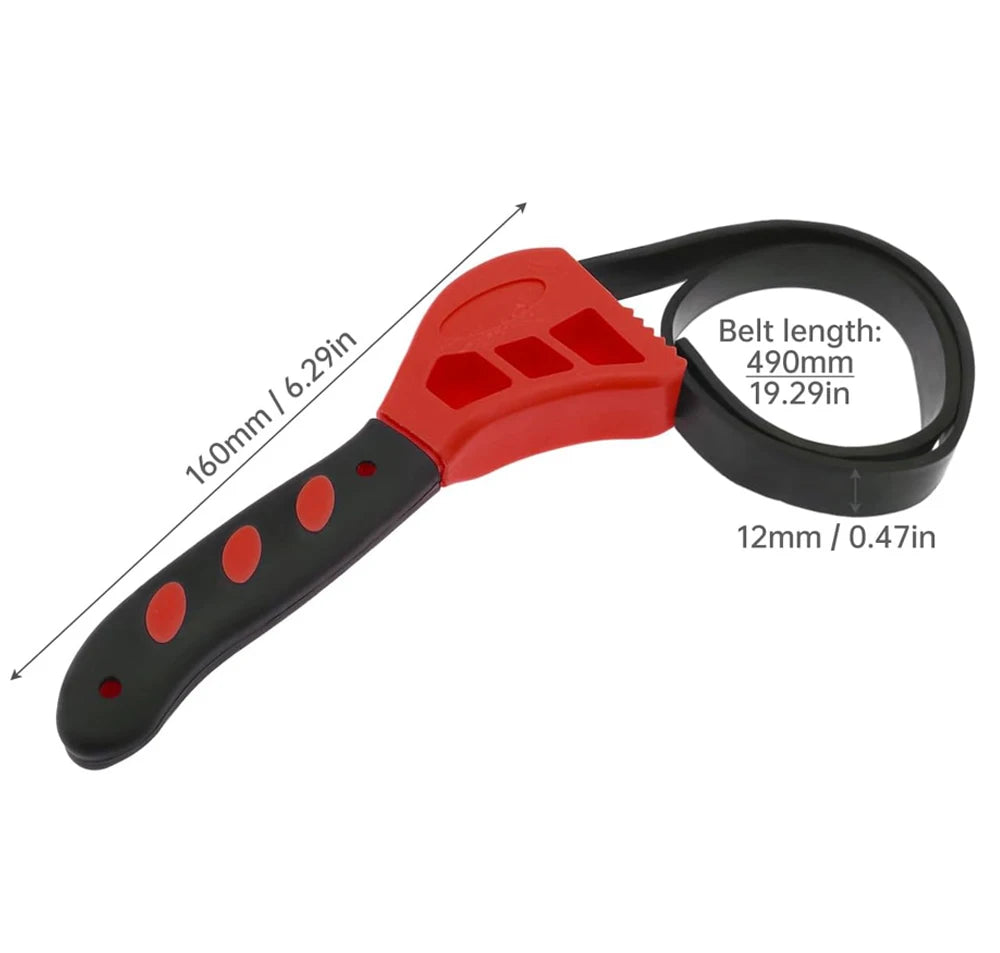 6inch Belt Wrench Oil Filter Puller Strap Spanner Chain Wrench Strap Opener, Adjustable Disassembly Tool Opener Tool