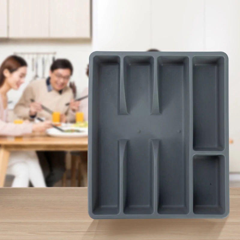 1Pc Kitchen Drawer Cutlery Organizer Silverware Holder Utensil Divider Box Plastic Flatware Storage Tray Home Restaurant Supply