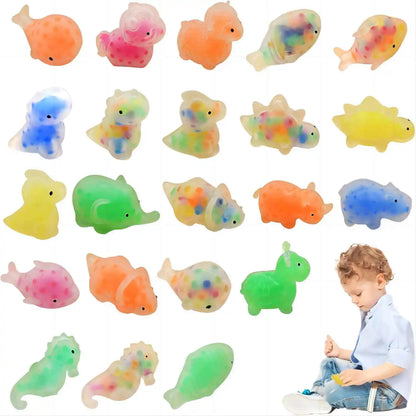 1-24pcs Squishy Fidget Toys for Kids Mochi Squishy Toys Bulk Party Squeeze Balls with Water Beads Dinosaur Sea Animals Stress