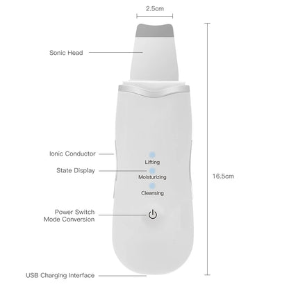 Deep Vibrate Skin Scrubber Facial Cleaner Shovel Spatula Not Ultrasonic Face ScrubberPeeling Blackhead Remover Facial Ma ssager