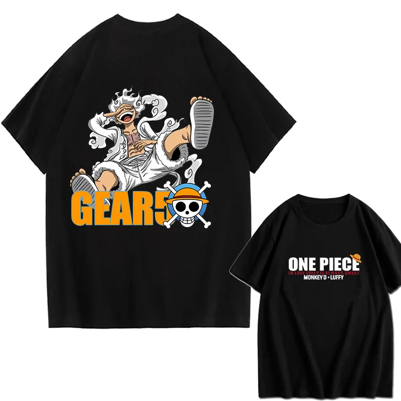 2026 New ONE PIECE Zoro Luffy Gear 5 Printed Short-sleeved Cotton T-shirt Summer Tide Pure Cotton Unisex Clothing