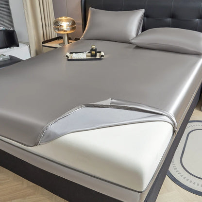 6-Sided Zipper Mattress Encasement Luxury Cooling Satin Dustproof Mattress Protector, Full All Around Deep Pocket Mattress Cover