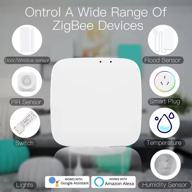 Moes Tuya ZigBee 3.0 Smart Gateway Hub Smart Home Bridge Smart Life APP Wireless Remote Controller Works with Alexa Google Home