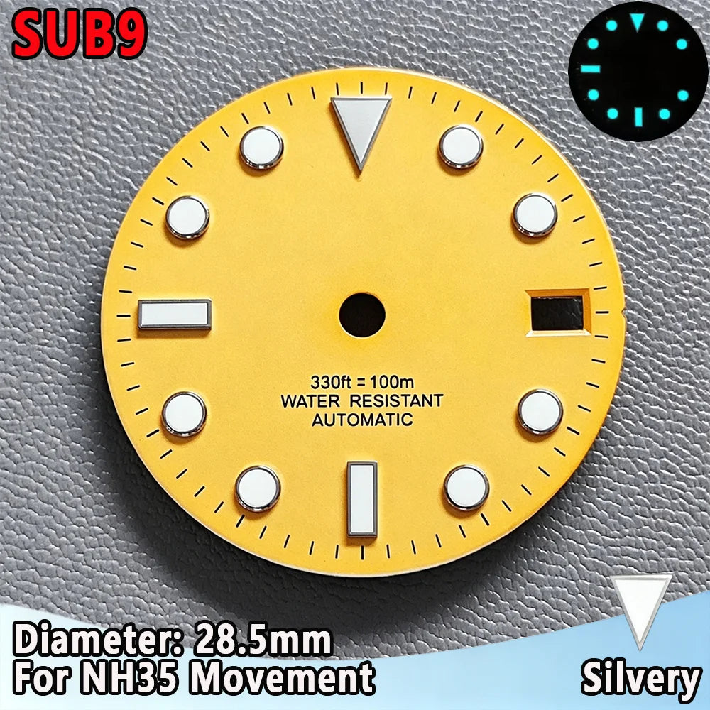 28.5mm NH35 Watch Dial Luminous Dials Single Calendar Dial Suitable For NH35 Movement Can Support DIY Dial Customization Logo
