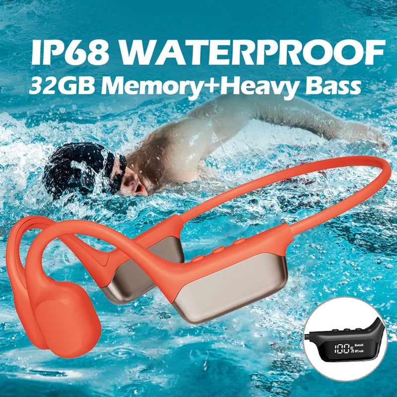 Bezprzewodowe słuchawki z przewodnictwem kostnym Bluetooth 32 GB odtwarzacz MP3 Wodoodporne IPX8 do pływania Sportowe słuchawki HIFI