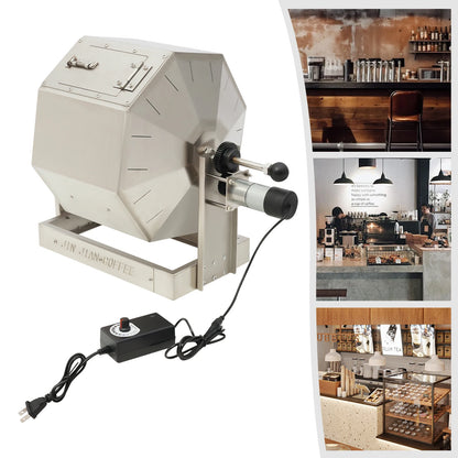 3.83gal Electric Coffee Bean Roaster with Speed Controller Gas Direct Fire Coffee Roaster Machine Stainless Steel Peanut Roaster