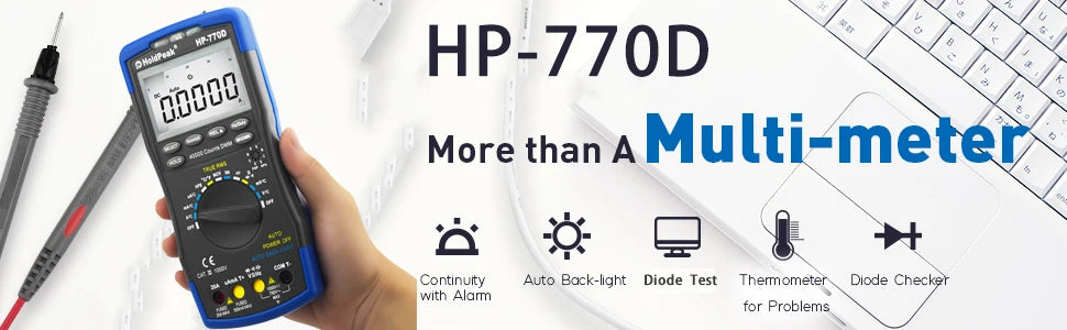 Miernik cyfrowy HoldPeak HP-770D True RMS automatyczny multimetr 40000 zliczeń do pomiaru omów woltów amperów tester pojemności