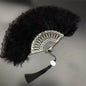 Black feather fan, 1920s hand fan, lace retro feather fan, lace feather fan, 1920s women's clothing, dance performance, wedding