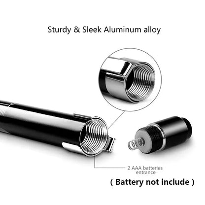 2Pcs Portable Led Flashlight Work Light Medical First Aid Pen Light Torch Lamp with Pupil Gauge Measurements Doctor Diagnosis