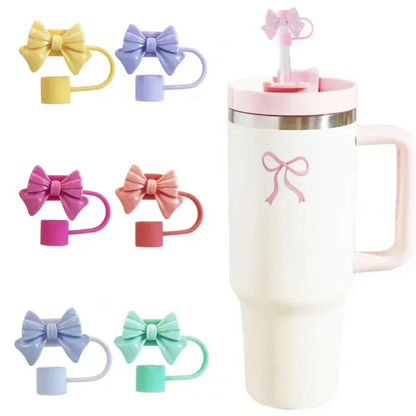 New Cute Bow Straw Cap Covers Silicone Straw Toppers Cap For Stanley Cups Accessories Straw Dust Cap For 10mm Diameter Straws