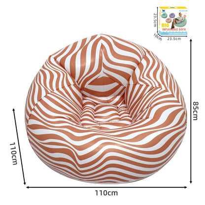 Portable Lazy Sofa Ball Shape Striped Inflatable Sofa for Outdoor Camping Picnic Comfortable Seat Cushion with Carry Bag