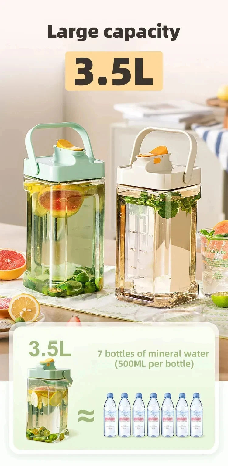 2.3/3.5l Refrigerator Cold Water Bottle With Faucet Large Iced Beverage Dispenser Beverage Juice Dispenser Kitchen Drinkware