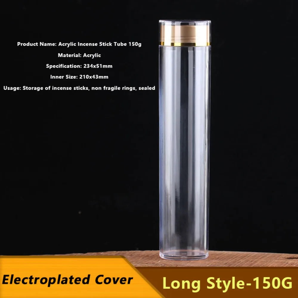 Portable Acrylic Incense Stick Tube Transparent with Detachable Airtight Lid Incense Holder Joss Stick Storage Tube