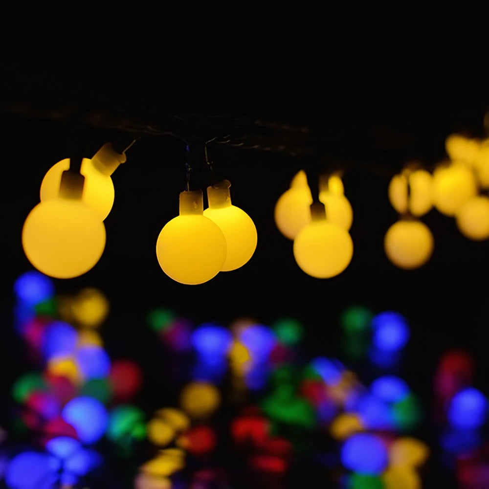 Solar String Lights Outdoor 200 LED Crystal Globe Lights Waterproof Solar Festoon Fairy Light for Garden Christmas Party Decor